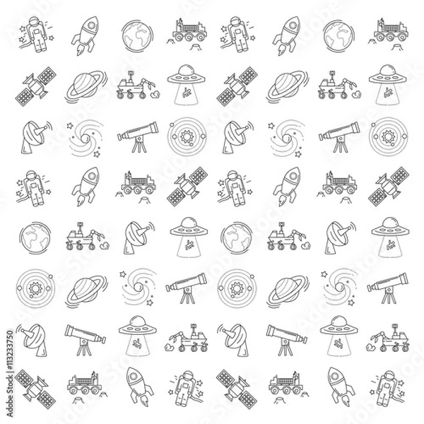 Fototapeta Vector set of space and astronomy icons