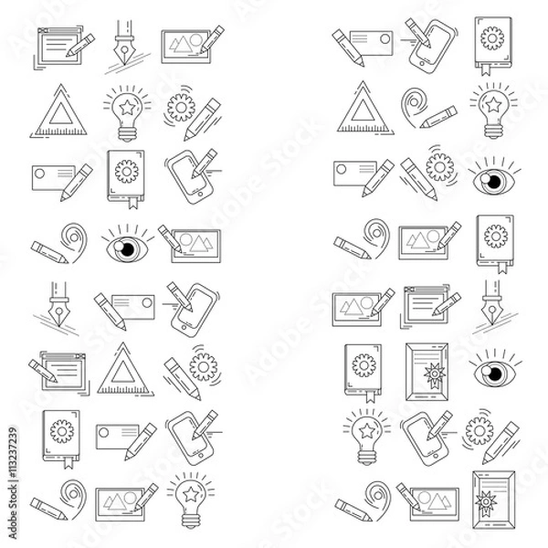 Fototapeta Vector icons set Creative process