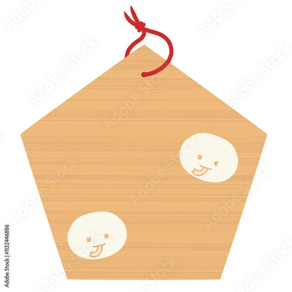 Obraz ウインクするヘビの絵馬　シンプル　イラスト
