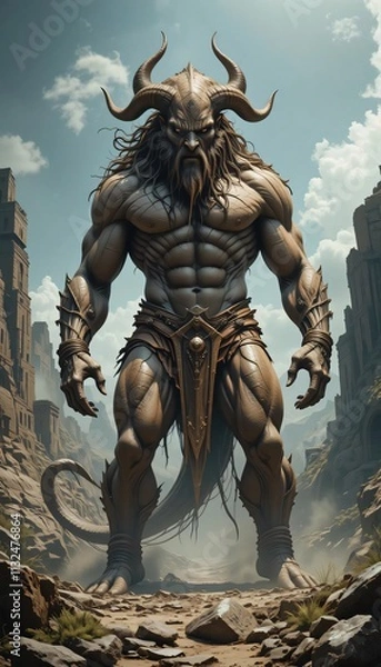 Obraz features a massive, muscular mythical creature from Greek and Roman mythology, exuding power and dominance.