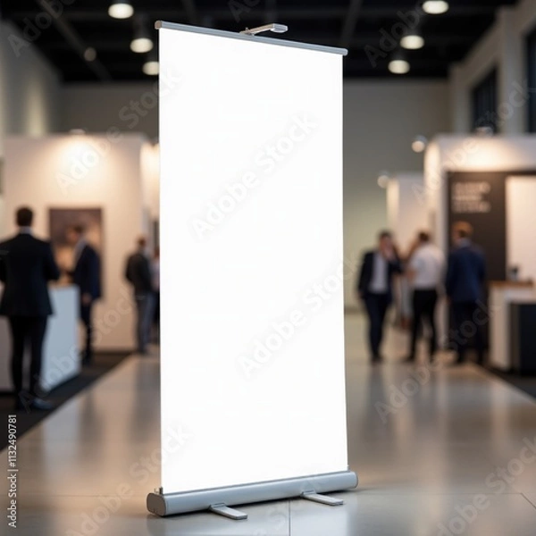 Obraz Trade show banner mockup with a sleek retractable design, soft lighting, and a polished surface ready for customization