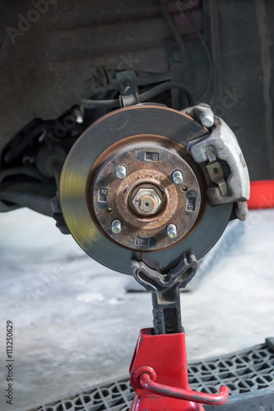 Fototapeta disk break and detail of the wheel hub
