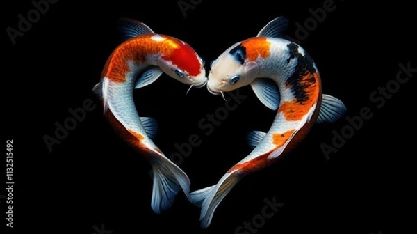 Fototapeta Two Koi Fish Forming a Heart Shape