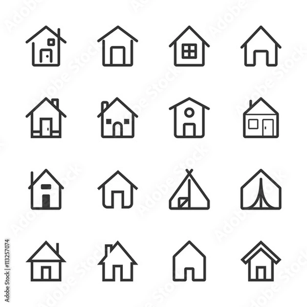 Fototapeta Outline Vector House Icon Set