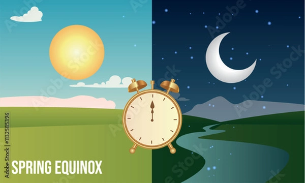 Fototapeta Spring Equinox. March 20. In the northern hemisphere, the day becomes longer than the night.