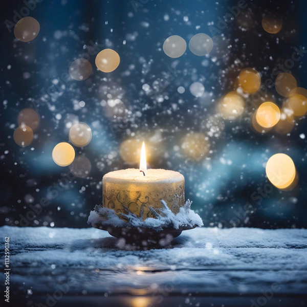 Fototapeta Illuminated Christmas Eve candlelit church service with glowing festive decorations creating a warm spiritual ambiance