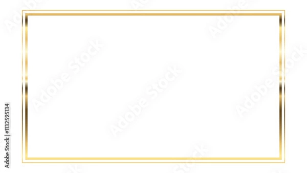Fototapeta Golden thin frame . Gold geometric borders in art deco style. Thin linear premium and luxury rectangular shape collection. Yellow glowing shiny border, element Vector for photo, cadre, poster