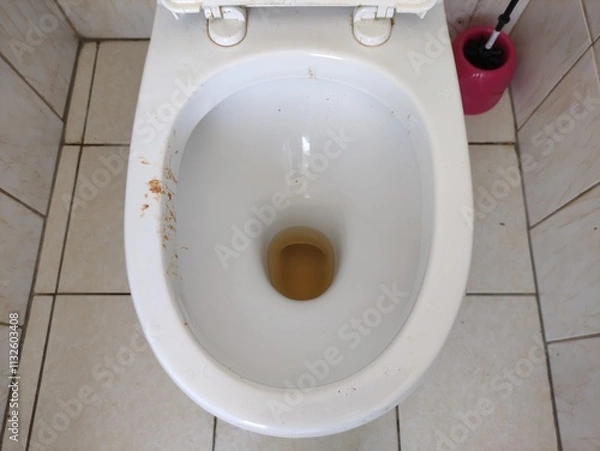 Obraz Dirty toilet with urine and traces of vomit