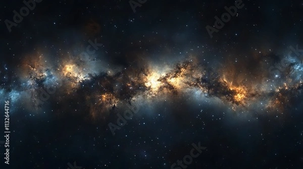 Fototapeta 360-degree equirectangular space nebula panorama with hdri spherical projection, featuring a stunning cosmic background of stars and nebulae for environment mapping and immersive visualizations