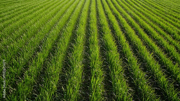 Fototapeta Top view a field of sugarcane