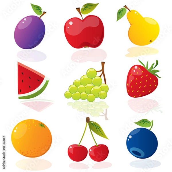 Obraz Set of different vector fruits