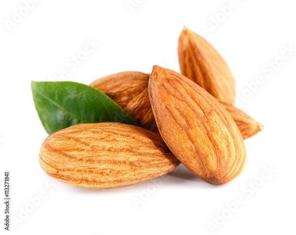 Obraz Almonds nuts isolated on white background 
