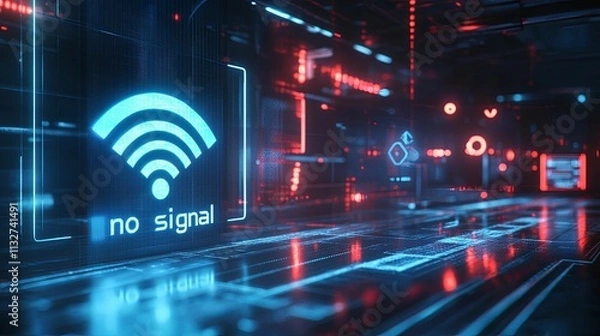 Fototapeta Digital Wifi No Signal Display Futuristic Technology