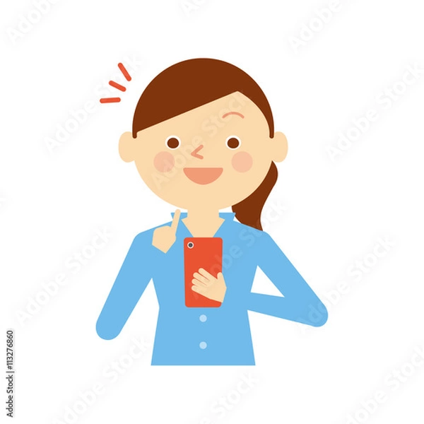 Fototapeta 女性　スマホ　イラスト