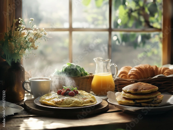 Obraz breakfast with coffee and croissant