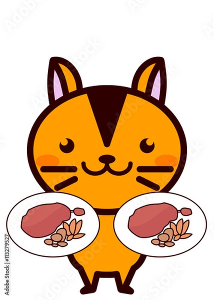 Fototapeta 若鶏のワイン煮と動物シリーズ