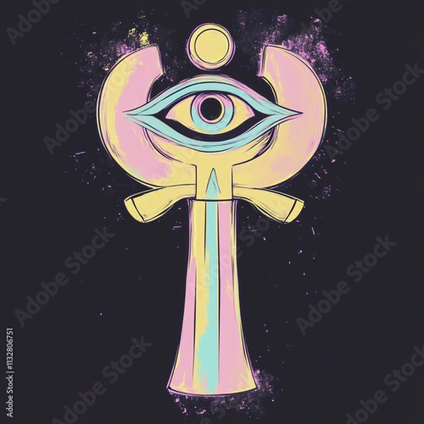 Obraz Ankh and Eye of Horus Ancient Egyptian anime concept full color illustration