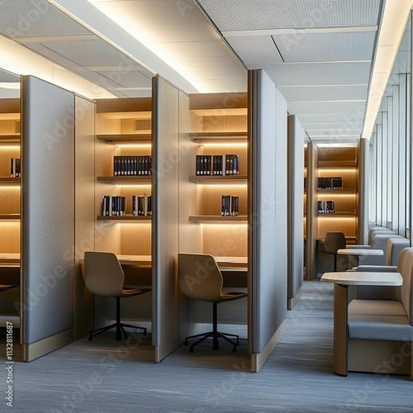 Obraz Modern library with individual study carrels.