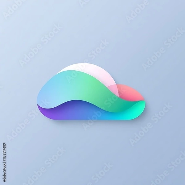 Fototapeta Abstract Cloud: A minimalist, vibrant abstract cloud illustration in a range of pastel colors, perfect for design projects needing a modern, playful touch. 