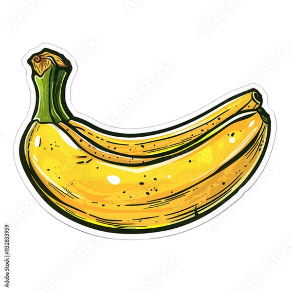 Fototapeta A banana is shown in a cartoon style with a green stem. Generative AI