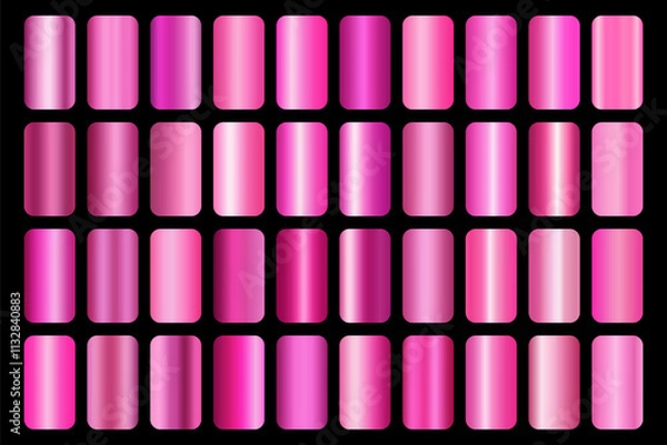 Fototapeta Pink metalic gradients set. Pink gradient collection 