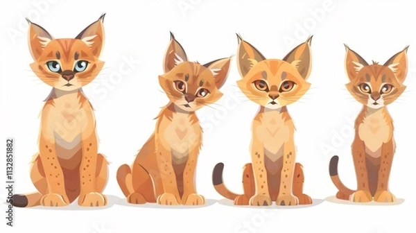 Obraz Cute and Adorable Cartoon Style Caracal Kittens in Focal View