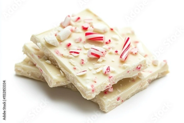 Obraz Delicious peppermint bark made with white chocolate and crushed candy canes for festive treats
