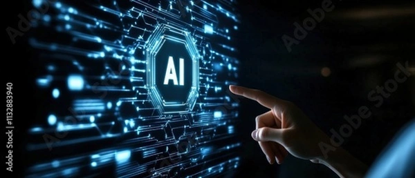 Fototapeta Interactive ai technology demonstration virtual environment digital content high-tech viewpoint innovation in ai development