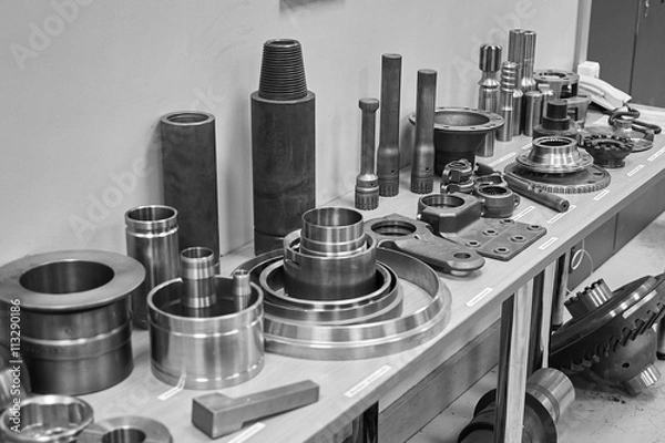 Obraz Industrial lathe tool and high precision cnc turning parts. high precision automotive machining mold and die part.