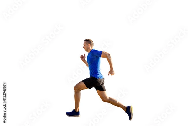 Obraz side view athletic man running isolated on transparent background