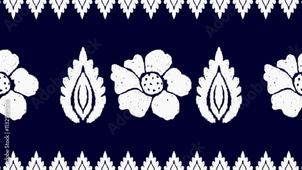 Fototapeta Design a seamless geometric fabric pattern of flowers.