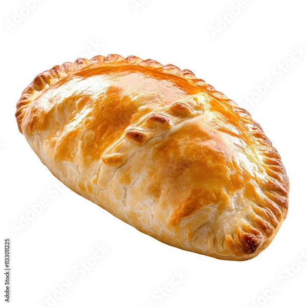 Obraz Golden baked pastry filled with savory ingredients.. transparent background