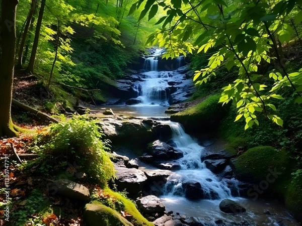 Fototapeta stream in the forest 
