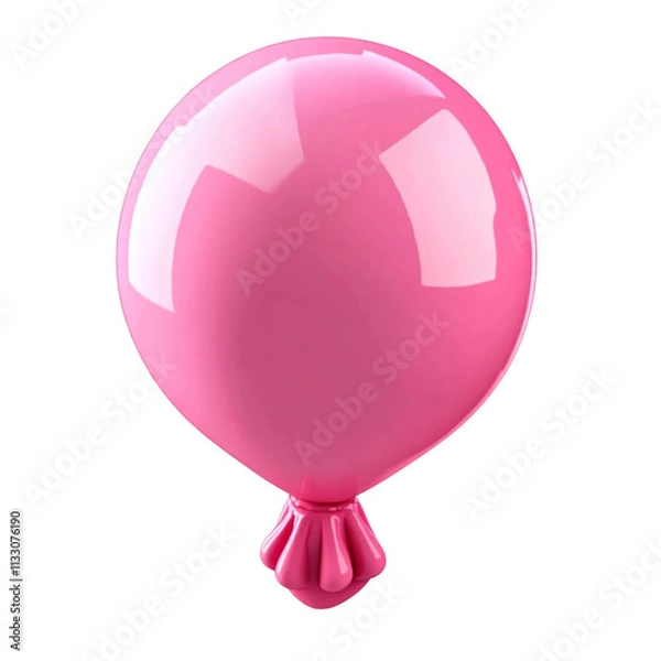 Fototapeta 3D Icon of Pink Balloon,  cartoon style Isolated, designed as a game art asset. Simple yet detailed design with smooth surfaces, vibrant colors, and isometric view  