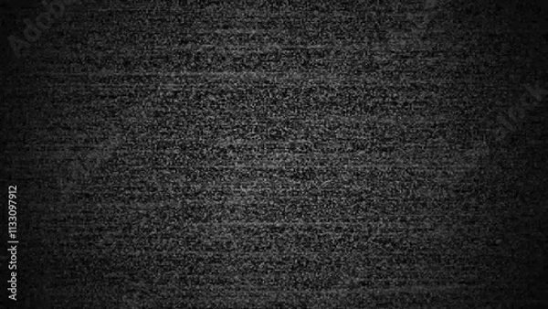 Fototapeta Static tv noise, bad tv signal monochrome TV static noise interference on a TV screen caused by satellite signal loss. No signal, flickering, old analog vintage Tv concept. 4k, digital