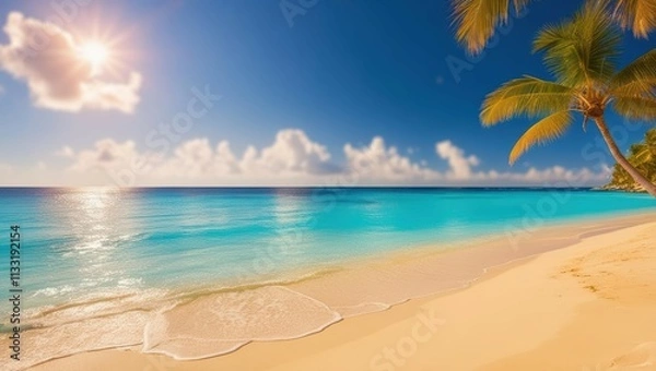 Fototapeta beach with palm tree