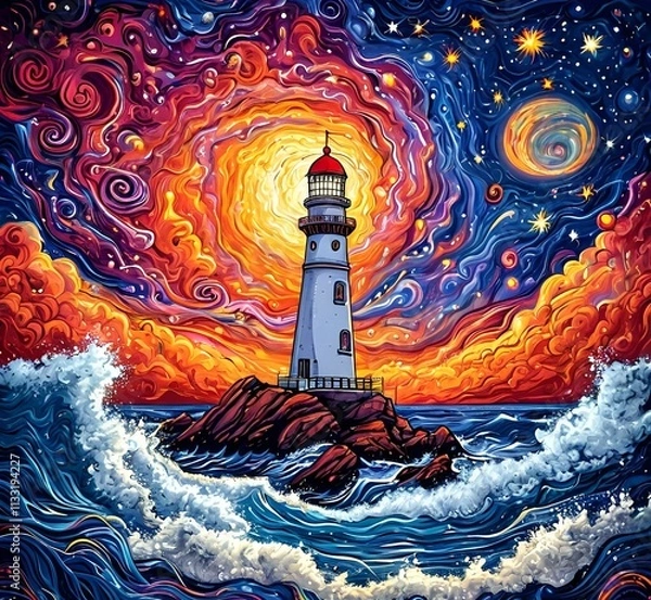 Obraz lighthouse in the moonlight