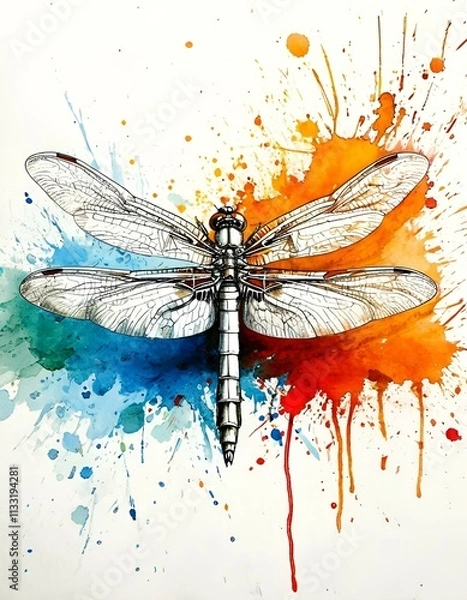 Fototapeta dragonfly on a black background