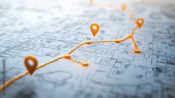 Fototapeta Detailed Marketing Roadmap with Yellow Marker Highlighting Key Points for Strategic Planning and Business Growth Success