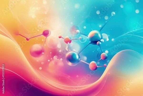 Fototapeta Abstract colorful molecular structure background.