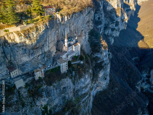Obraz A stunning aerial view of the Sanctuary of Madonna della Corona