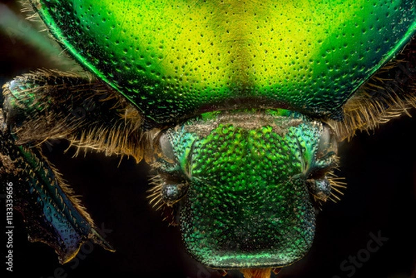 Obraz Extreme macro shot of a rose chafer beetle (Cetonia aurata)