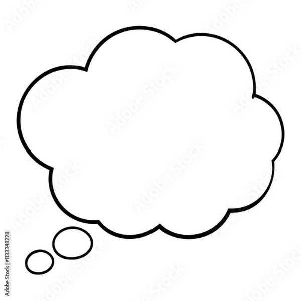 Fototapeta Minimalist Line Art Thought Bubble Black Vector Thinking Cloud Illustration