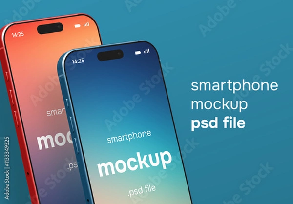 Obraz A realistic high resolution mockup 3D render set of a smartphone