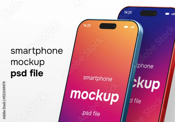 Obraz A realistic high resolution mockup 3D render set of a smartphone