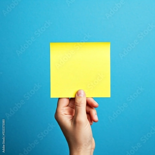 Fototapeta  yellow post it note on white background, post-it note and smile, A small yellow post-it note, A small yellow post-it  is stuck on the refrigerator