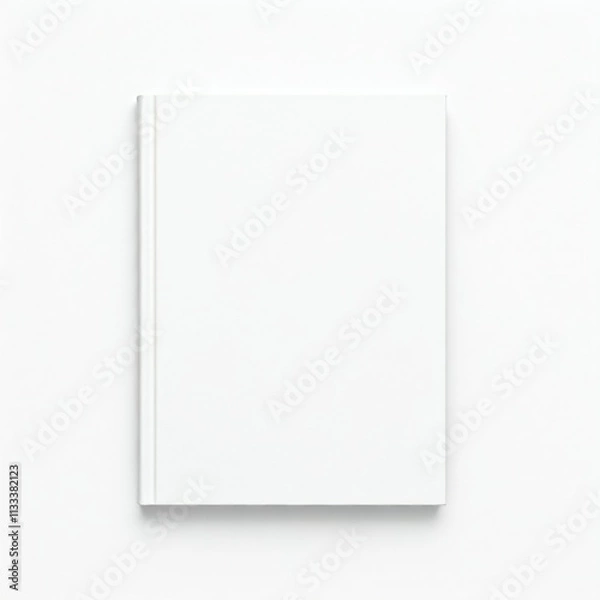Fototapeta Blank hardcover book mockup. isolated on white background. Flat lay view. It can be used for promo, catalogs, brochures, magazines, etc. Ready for your design, book with white blank cover isolated.