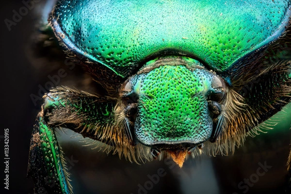 Obraz Extreme macro shot of a rose chafer beetle (Cetonia aurata)