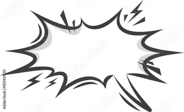 Obraz Manga speech bubble. Comic text frame with pop art halftone dotted effect. Balloon chat shape for dialog. Cloud for shock shout and scream action messages. Irregular cartoon decoration
