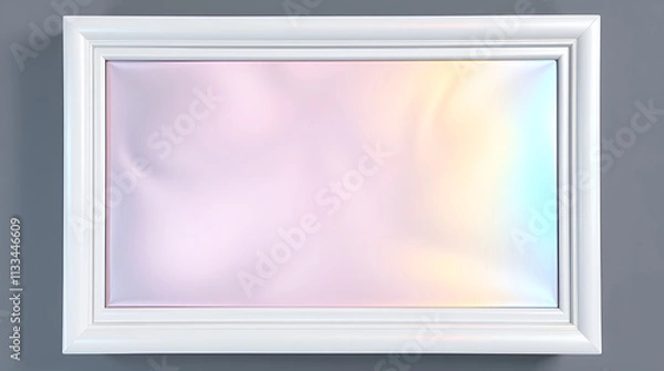 Fototapeta Professional-quality, high-resolution stock photo Graceful and elegant iridescent colors and reflections displayed on a blank image frame mockup. 